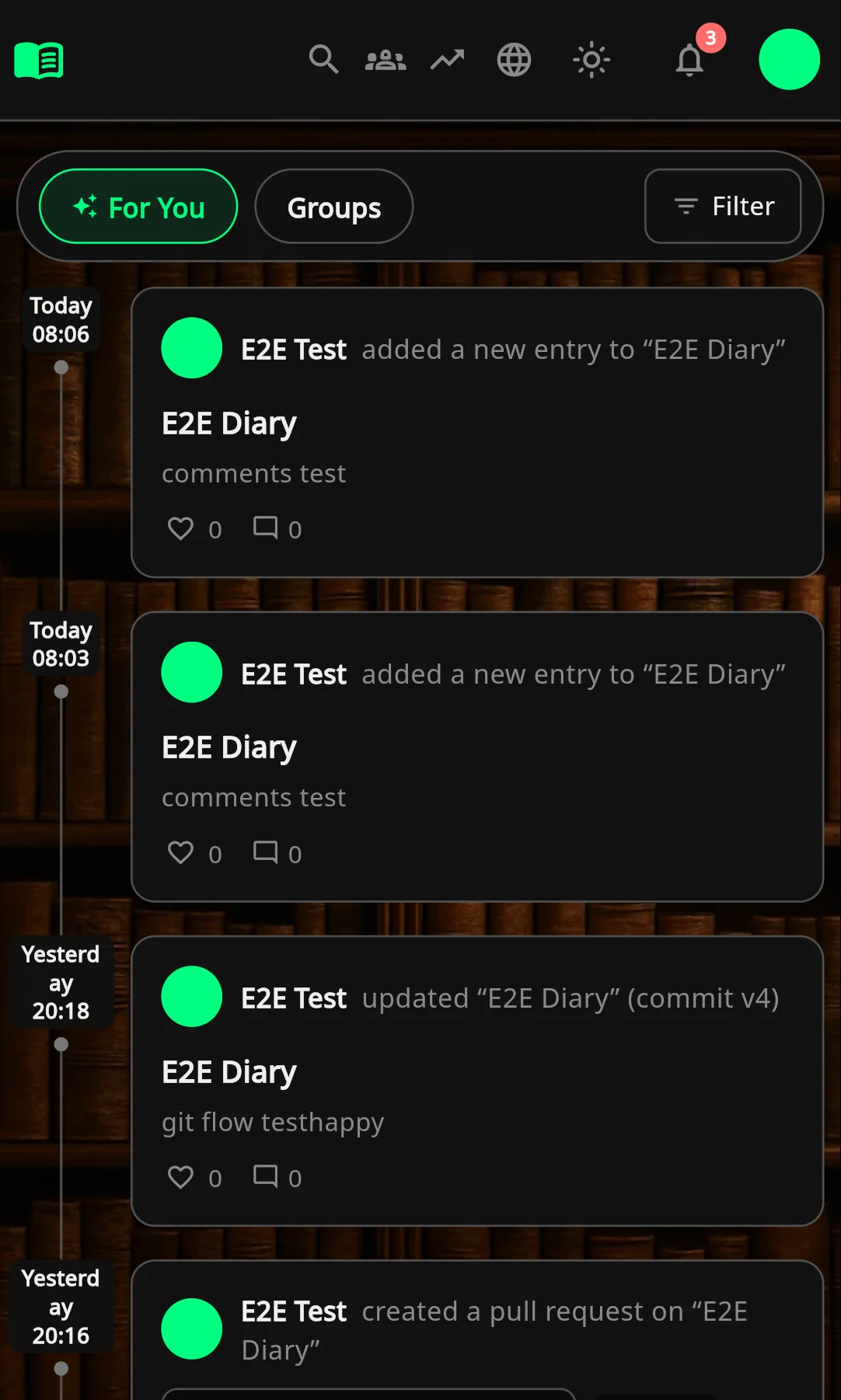 what-are-you-do-ing timeline, shown on phone